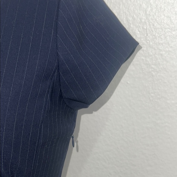 J. Crew Blue Sheath Dress Flutter Sleeves Crew Neck - Picture 9 of 15